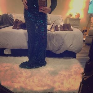 Christmas green sequence gown/dress